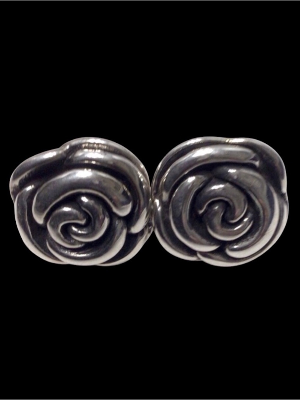 925 Sterling Silver Big Rose Post Earrings.
